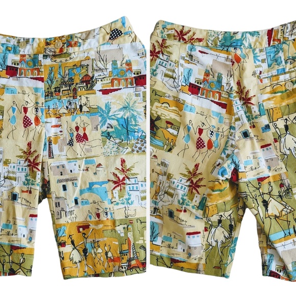 shorts small cotton festive colorful Bermuda flat front - Picture 4 of 13